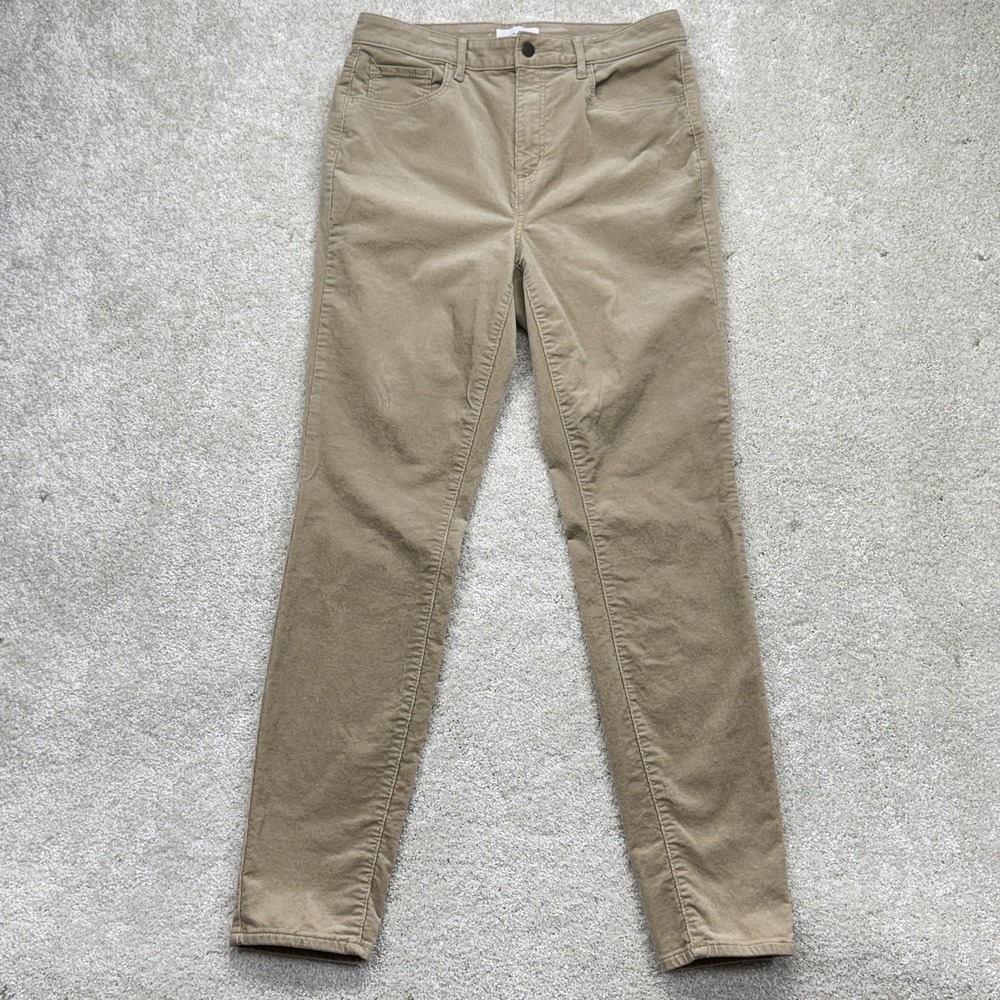 LOFT Corduroy Pants Womens 30/10 Beige Curvy‎ High Waist Skinny Stretch Khakis